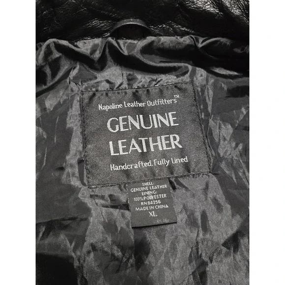 VTG Napoline Leather Outfitters NRA Patchwork Bomber Jacket Coat Leather Mens XL